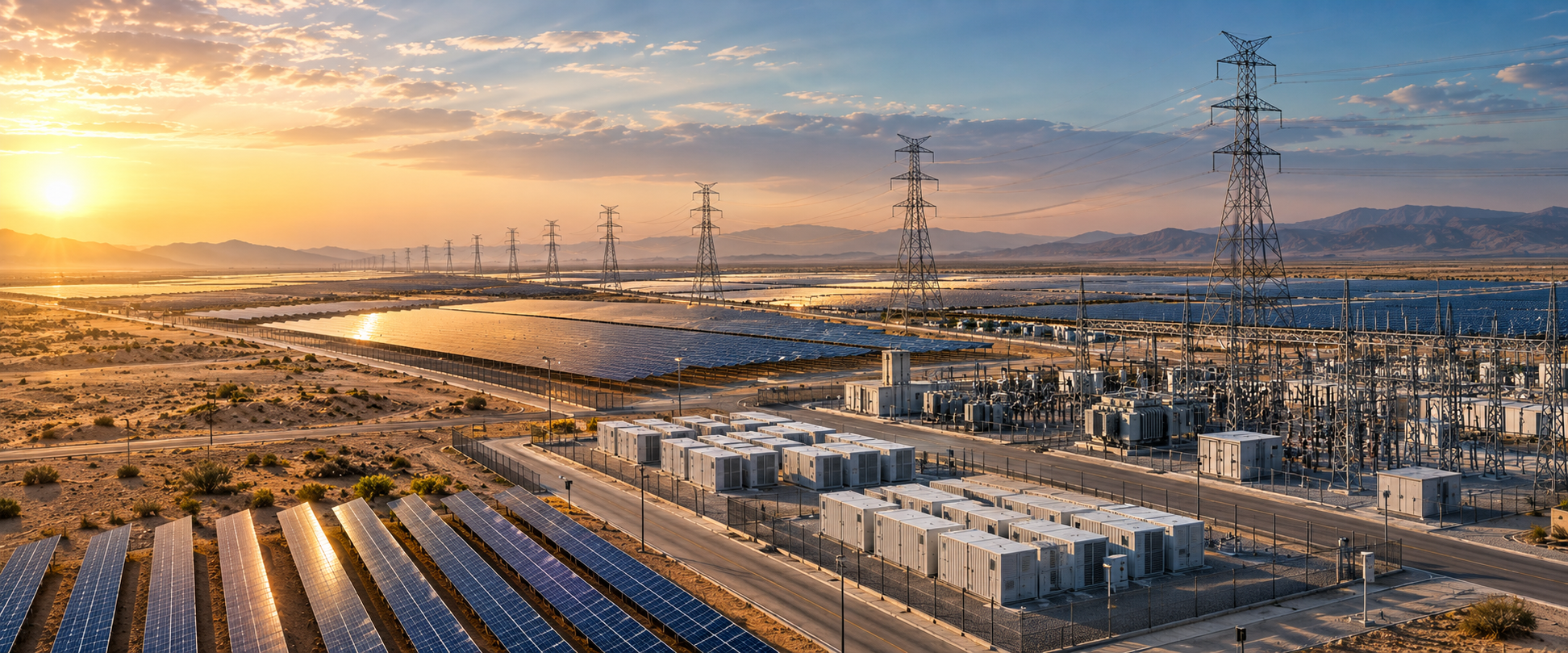 Commercial port at sunset